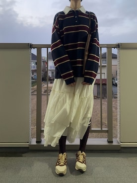 「ASICS（アシックス）のアイテム」を使った、mi-nさん（レディース・175cm）の冬コーディネート