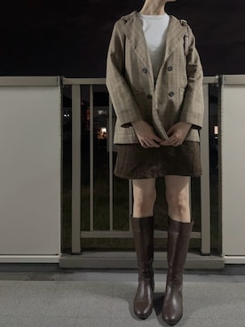 「アイテム（テーラードジャケット）」を使った、mi-nさん（レディース・175cm）の秋コーディネート