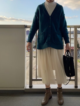 「fifth（フィフス）の[低身長サイズ有]チュールロングスカート（スカート）」を使った、mi-nさん（レディース・175cm）の冬コーディネート