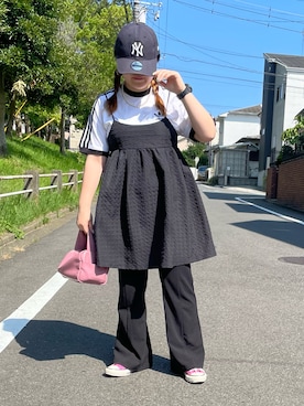 「アイテム（Tシャツ/カットソー、ホワイト系）」を使った、maru☺︎さん（レディース・153cm）の夏コーディネート