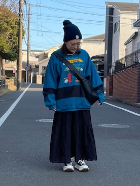 「Libra Cue（リブラ キュー）のアイテム（スカート）」を使った、maru☺︎さん（レディース・153cm）の冬コーディネート