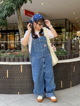 「アイテム（サロペット/オーバーオール）」を使った、maru☺︎さん（レディース・153cm）の秋コーディネート
