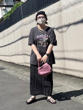 「Ungrid（アングリッド）のイーグルプリントTee（Tシャツ/カットソー）」を使った、maru☺︎さん（レディース・153cm）の夏コーディネート