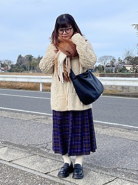 「SPINNS（スピンズ）のアイテム（マフラー）」を使った、maru☺︎さん（レディース・153cm）の冬コーディネート