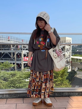 「アイテム（スカート）」を使った、maru☺︎さん（レディース・153cm）の秋コーディネート