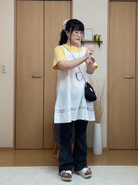 「アイテム（チュニック）」を使った、maru☺︎さん（レディース・153cm）の夏コーディネート