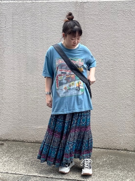 「CONVERSE（コンバース）のCONVERSE コンバース ALL STAR (R) TREKWAVE HI オールスター (R) トレックウエーブ HI 31310070 BLACK（スニーカー）」を使った、maru☺︎さん（レディース・153cm）の夏コーディネート