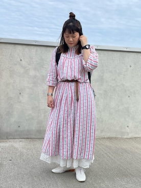 「Libra Cue（リブラ キュー）のアイテム（シューズ）」を使った、maru☺︎さん（レディース・153cm）の夏コーディネート