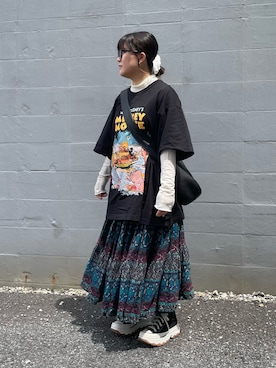「CONVERSE（コンバース）のCONVERSE コンバース ALL STAR (R) TREKWAVE HI オールスター (R) トレックウエーブ HI 31310070 BLACK（スニーカー）」を使った、maru☺︎さん（レディース・153cm）の夏コーディネート