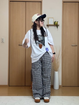 「アイテム（サングラス）」を使った、maru☺︎さん（レディース・153cm）の夏コーディネート