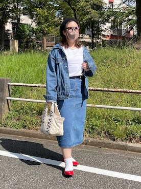 「MAISON KITSUNE」｜「アイテム（ハンチング/ベレー帽）」を使った、maru☺︎さん（レディース・153cm）の秋コーディネート