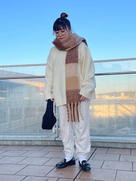 「SPINNS（スピンズ）のアイテム（マフラー）」を使った、maru☺︎さん（レディース・153cm）の冬コーディネート