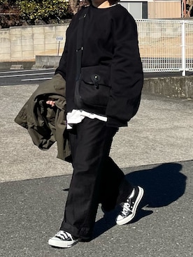 「GU（ジーユー）のアイテム（モッズコート）」を使った、maru☺︎さん（レディース・153cm）の冬コーディネート