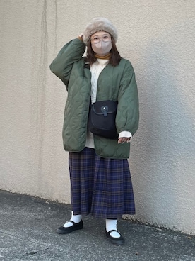 「アイテム（バレエシューズ）」を使った、maru☺︎さん（レディース・153cm）の冬コーディネート