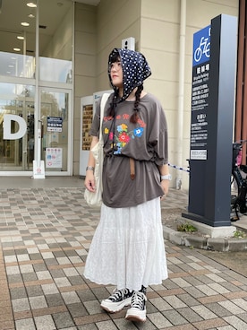「アイテム（スカート）」を使った、maru☺︎さん（レディース・153cm）の夏コーディネート