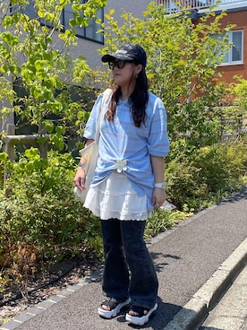 「アイテム（アナログ腕時計）」を使った、maru☺︎さん（レディース・153cm）の夏コーディネート