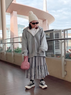 「Kastane」｜「アイテム（ニットキャップ/ビーニー）」を使った、maru☺︎さん（レディース・153cm）の冬コーディネート