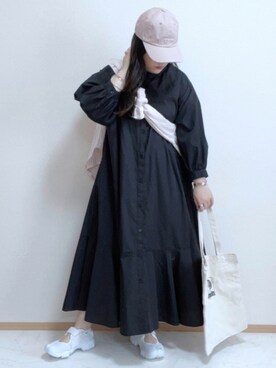 Gu ジーユー のワンピース ドレス ブラック系 を使った人気ファッションコーディネート Wear