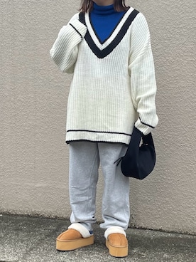 「ボア」｜「アイテム（スリッポン）」を使った、maru☺︎さん（レディース・153cm）の冬コーディネート