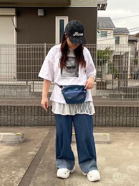 「アイテム（ボディバッグ/ウエストポーチ）」を使った、maru☺︎さん（レディース・153cm）の夏コーディネート