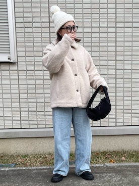 「Kastane」｜「アイテム（ニットキャップ/ビーニー）」を使った、maru☺︎さん（レディース・153cm）の冬コーディネート