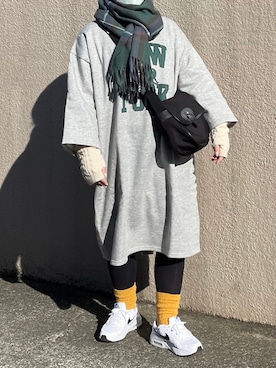 「NIKE（ナイキ）のNIKE ナイキ W AIRMAX EXCEE ウィメンズ エア マックス エクシー  CD5432-101 101WHT/BLK（スニーカー）」を使った、maru☺︎さん（レディース・153cm）の冬コーディネート