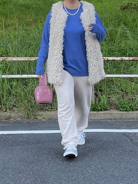 「ファーベスト」｜「アイテム（スウェットパンツ）」を使った、maru☺︎さん（レディース・153cm）の秋コーディネート