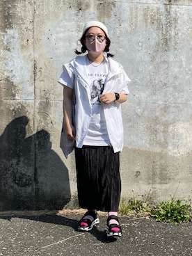 「ごきげんウィーク」｜「アイテム（ニットキャップ/ビーニー）」を使った、maru☺︎さん（レディース・153cm）の春コーディネート