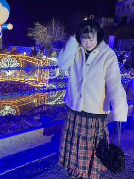 「アイテム（イヤーマフ、ブラック系）」を使った、maru☺︎さん（レディース・153cm）の冬コーディネート