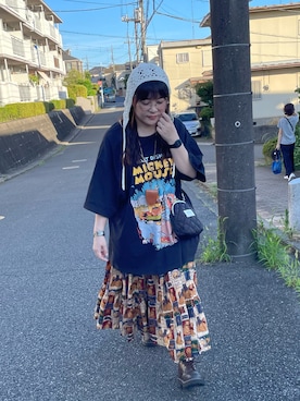 「アイテム（スカート、ブラウン系）」を使った、maru☺︎さん（レディース・153cm）の夏コーディネート