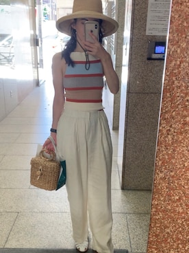 「united arrows」｜「アイテム（帽子）」を使った、emaemiさん（レディース・163cm）の夏コーディネート