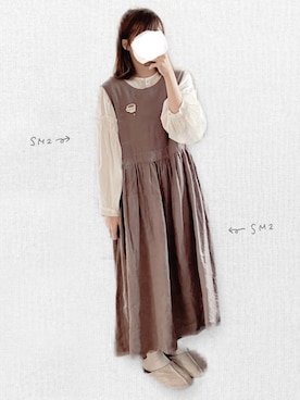 「Handmade（ハンドメイド）のアイテム（ブローチ/コサージュ）」を使った、n a a ◎さん（レディース・156cm）の秋コーディネート