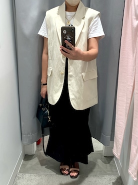 「H&M（エイチ・アンド・エム）のアイテム（ベスト）」を使った、shioriさん（レディース・159cm）の春コーディネート