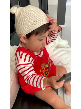 「息子コーデ」｜「アイテム（ニットキャップ/ビーニー）」を使った、mihoさん（キッズ・80cm）の秋コーディネート