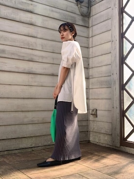 「アイテム（チュニック）」を使った、TOMOKOさん（レディース・156cm）の春コーディネート