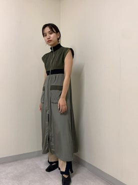 「アイテム（チュニック、グリーン系）」を使った、TOMOKOさん（レディース・156cm）の夏コーディネート