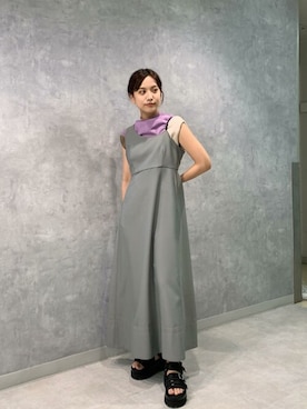 「アイテム（トップス、ブラウン系）」を使った、TOMOKOさん（レディース・156cm）の夏コーディネート