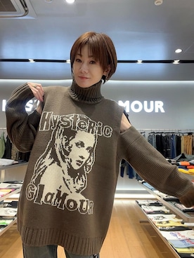 「HYSTERIC GLAMOUR（ヒステリックグラマー）のSNAKE LOOP 8分丈クラッシュデニムパンツ（デニムパンツ）」を使った、Hazukiさん（レディース・159cm）の秋コーディネート