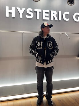 「HYSTERIC GLAMOUR（ヒステリックグラマー）のアイテム（スタジャン）」を使った、akira_hysさん（メンズ・175cm）の冬コーディネート