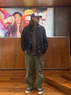 「アイテム（キャップ、パープル系）」を使った、akira_hysさん（メンズ・175cm）の秋コーディネート