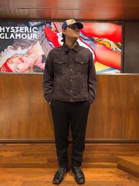 「アイテム（キャップ、パープル系）」を使った、akira_hysさん（メンズ・175cm）の秋コーディネート