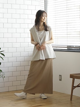 「Crisp（クリスプ）のアイテム（タンクトップ）」を使った、Crispさん（レディース・161cm）の春コーディネート