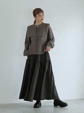「ティアードスカート」｜Crispさん（レディース・161cm）の秋コーディネート