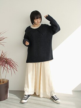 「Crisp（クリスプ）のアイテム（ニット/セーター）」を使った、Crispさん（レディース・155cm）の冬コーディネート