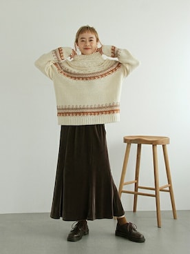 「Crisp（クリスプ）のアイテム（ニット/セーター）」を使った、Crispさん（レディース・161cm）の冬コーディネート