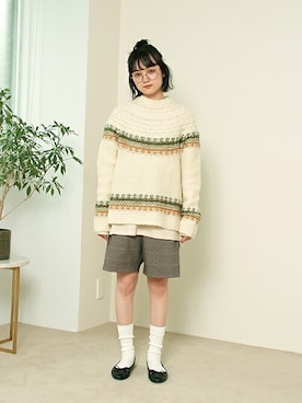 「Crisp（クリスプ）のアイテム（ニット/セーター）」を使った、Crispさん（レディース・155cm）の冬コーディネート