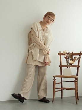 「ニットベスト」｜「アイテム（チュニック）」を使った、Crispさん（レディース・161cm）の冬コーディネート
