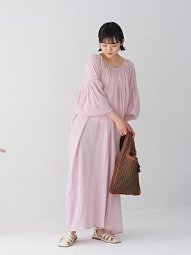 「ペーパーバッグ」｜「アイテム（ワンピース/ドレス）」を使った、Crispさん（レディース・155cm）の春コーディネート