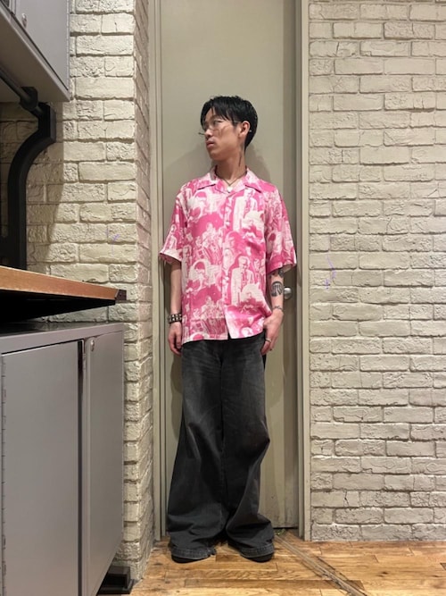 【希少デザイン】ヒステリックグラマー ガールロゴ 総柄 オープンカラーシャツ HYSTERIC GLAMOUR(ヒステリックグラマー)24SS/春夏 総柄の