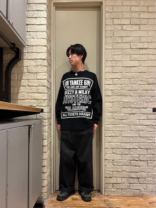 HYSTERIC GLAMOUR LIPプルオーバー　リネン混ニット taichi | HYSTERIC GLAMOUR MEN | 174cm | HYSTERIC GLAMOUR横浜